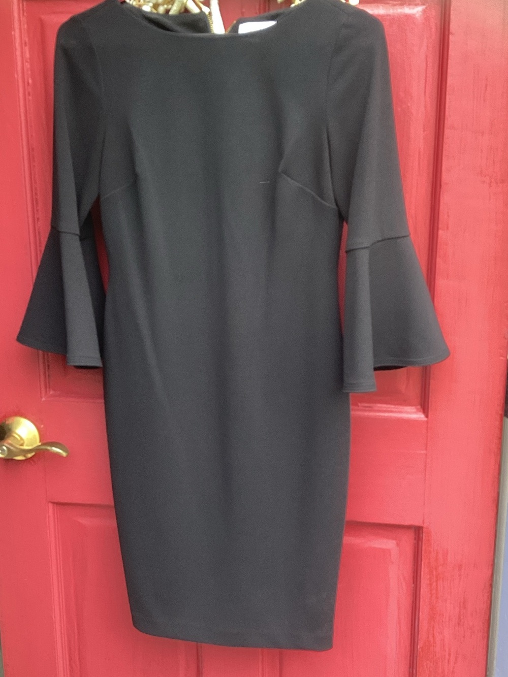 Calvin Klein Black Bell Sleeve Sheath Dress 4p